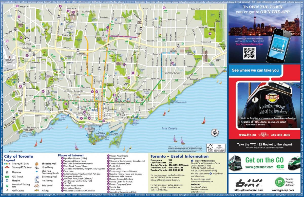 mappa turistica di Toronto