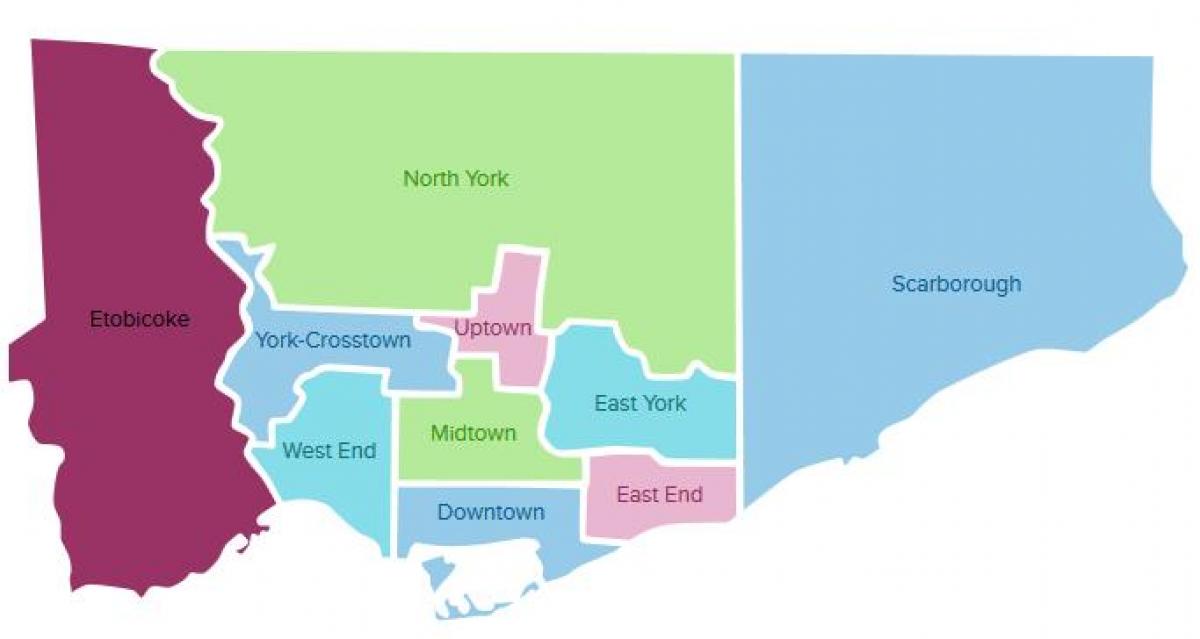 la mappa dei quartieri di Toronto