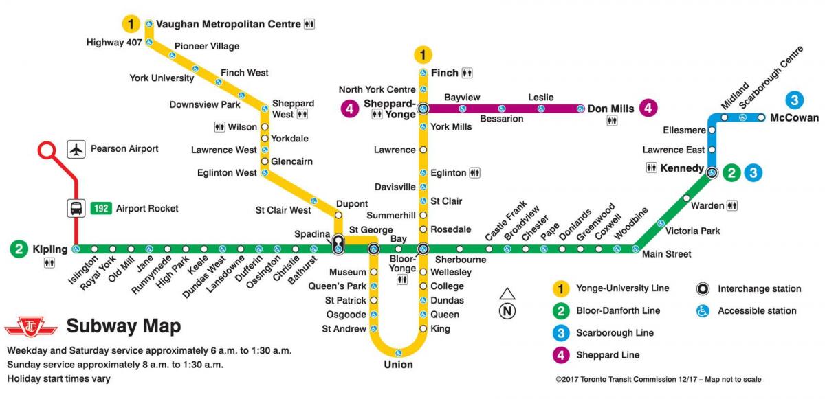 la mappa della metropolitana della ttc