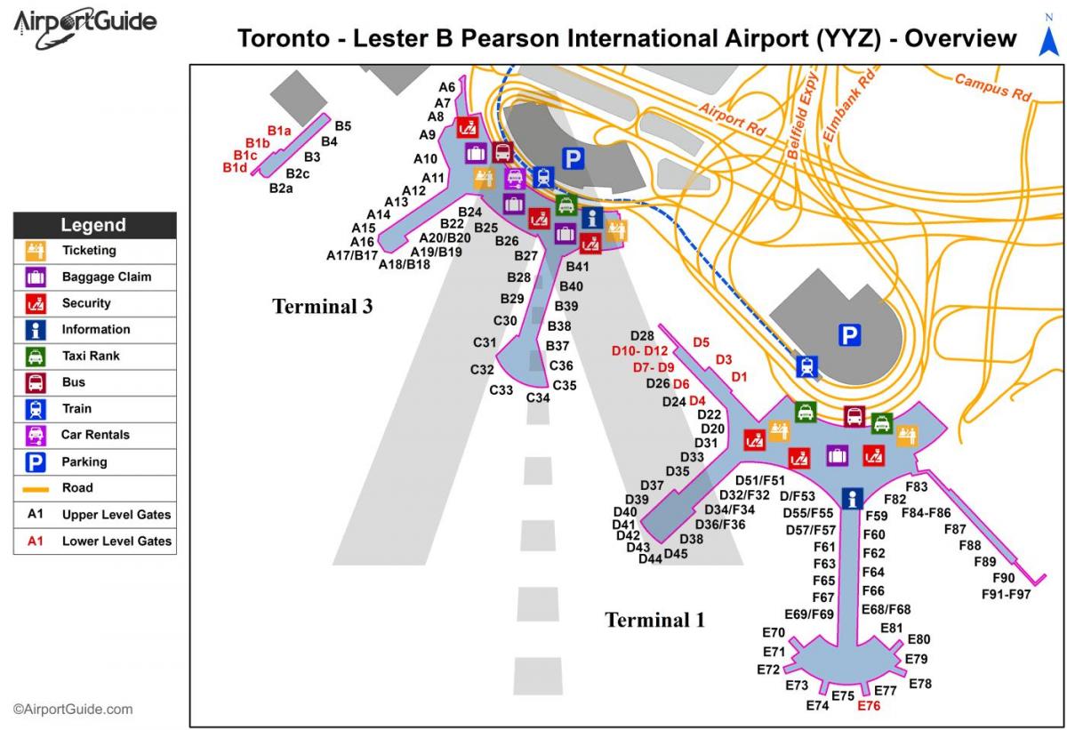 Pearson di Toronto la mappa