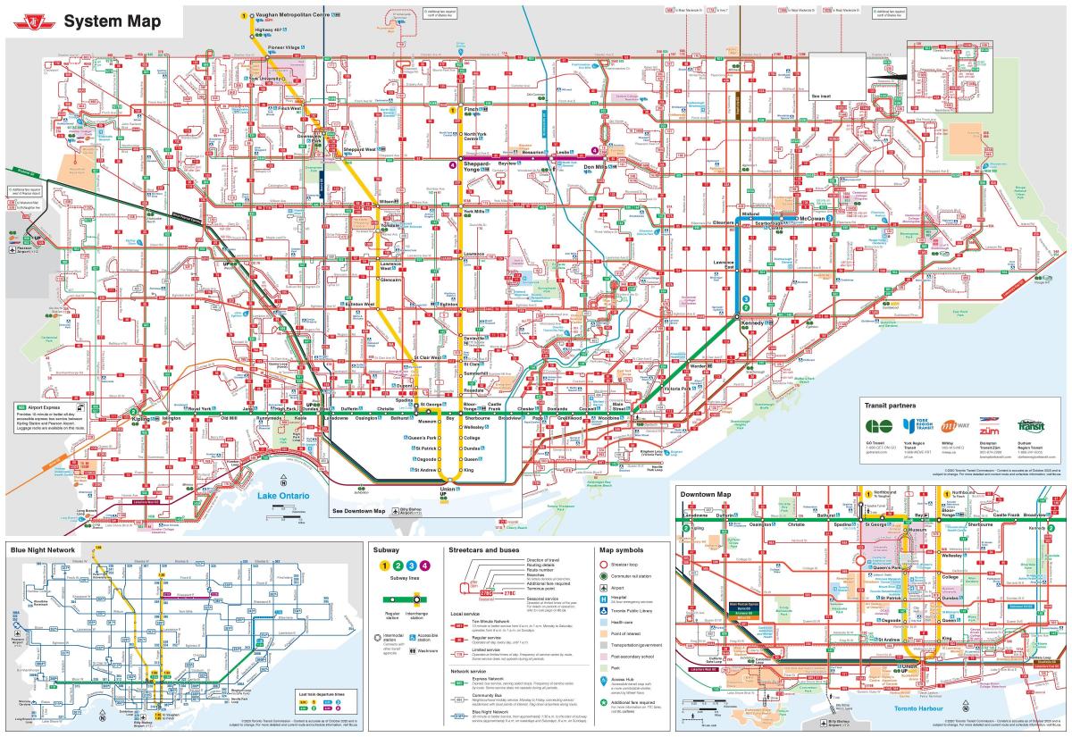 ttc mappa di autobus di Toronto
