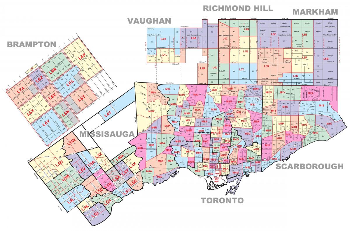 codice postale Toronto la mappa