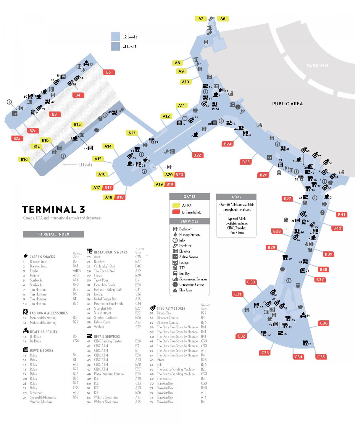 mappa di yyz terminal 3 mappa