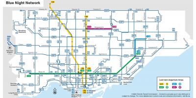 Mappa di autobus notturni Toronto