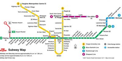Toronto linea della metropolitana mappa